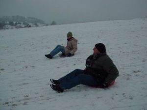 Geoff and Zoe Sledding