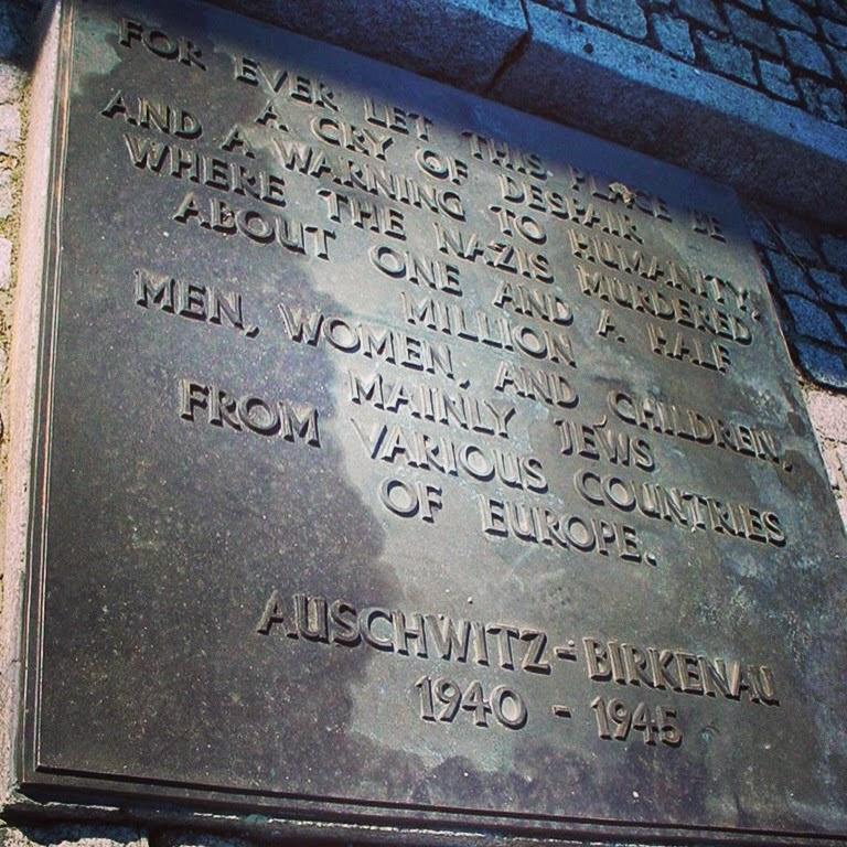 Memorial inscription for Auschwitz-Birkenau