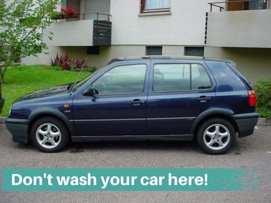 No washing your car in the car park in Germany