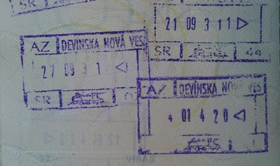 19 passport stamps - many Slovak stamps