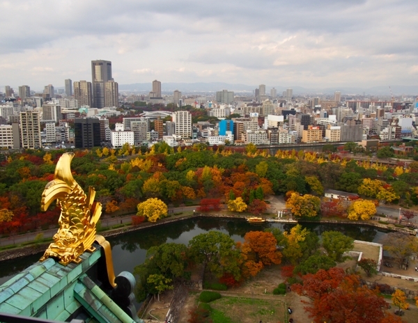 View over Osaka from Osaka Castle observation deck